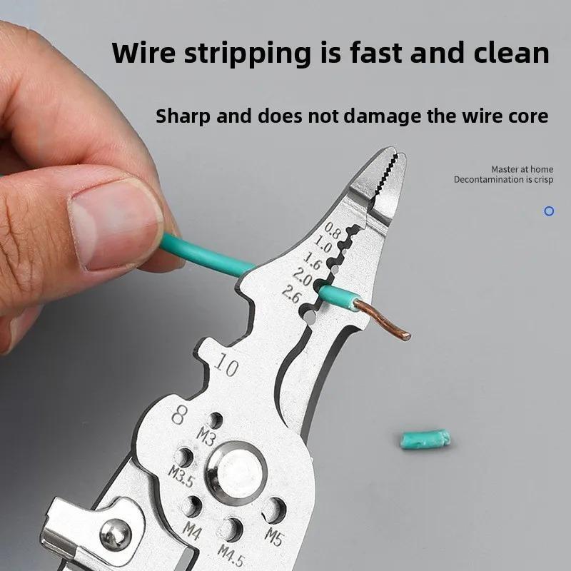 Industrial Grade Stainless Steel Multi-Tool: Professional Electrician's Wire Cutter & Stripper, Pliers for Wiring, Cutting