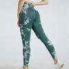 Summer seamless tie bleaching peach hip yoga pants high waist belly fitness pants women's running sports tight trousers wholesale