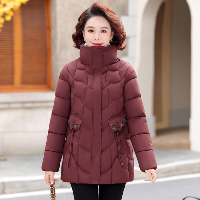 Middle-Aged Women's Plaid Padded Winter Coat