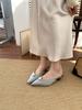 French Pointed Single Shoes Women's 2025 Spring New Bag Head Cool Slippers Empty Thick Heels Women's Shoes Soft Soles Are Not Tired