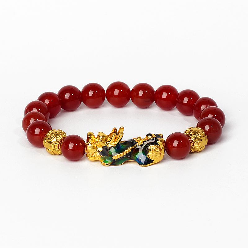 Feng Shui Black Obsidian Wealth Bracelets Men Color Changed Pi Xiu Bracelets Women 10mm Dragon Mantra Bead Bangle Lucky Jewelry