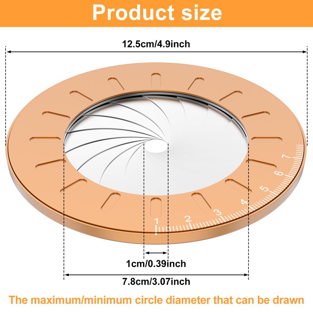 Circle Drawing Tool Stainless Steel Circular Measuring Tools Rotatable Round Drawing Tools Multi-functional Plotter for Engineer