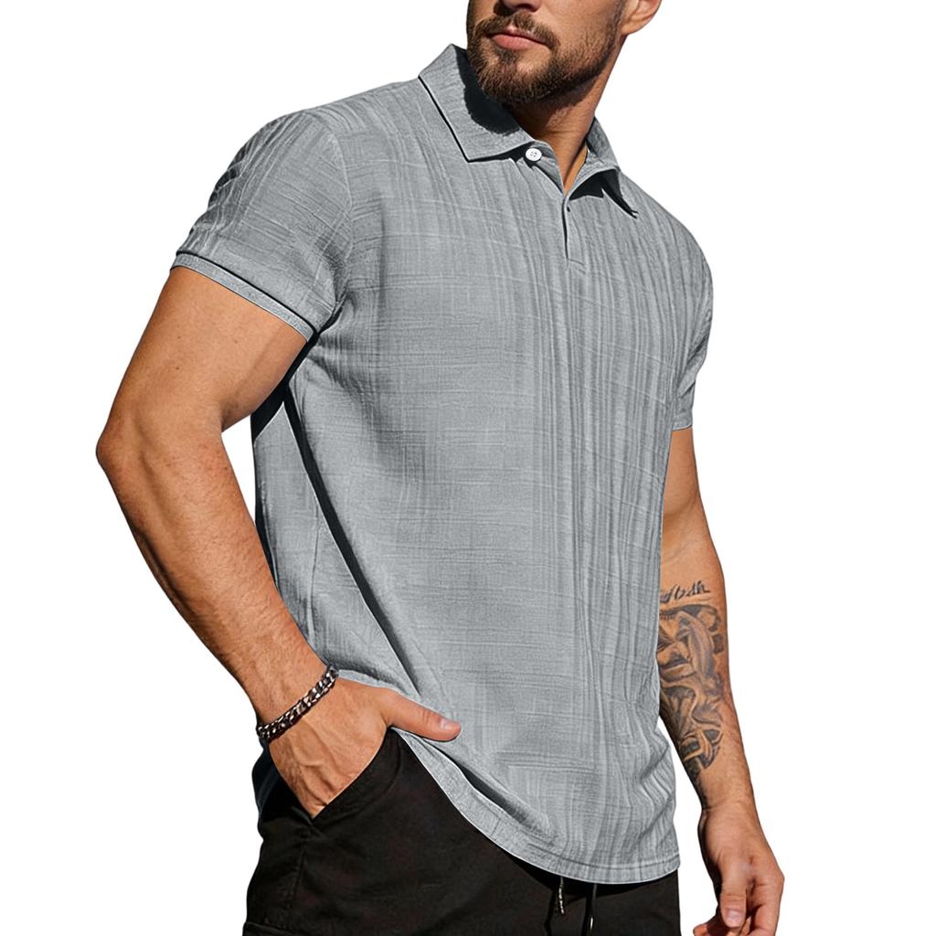 Men's Short Sleeve  Collar T-shirt Casual Lapel Top