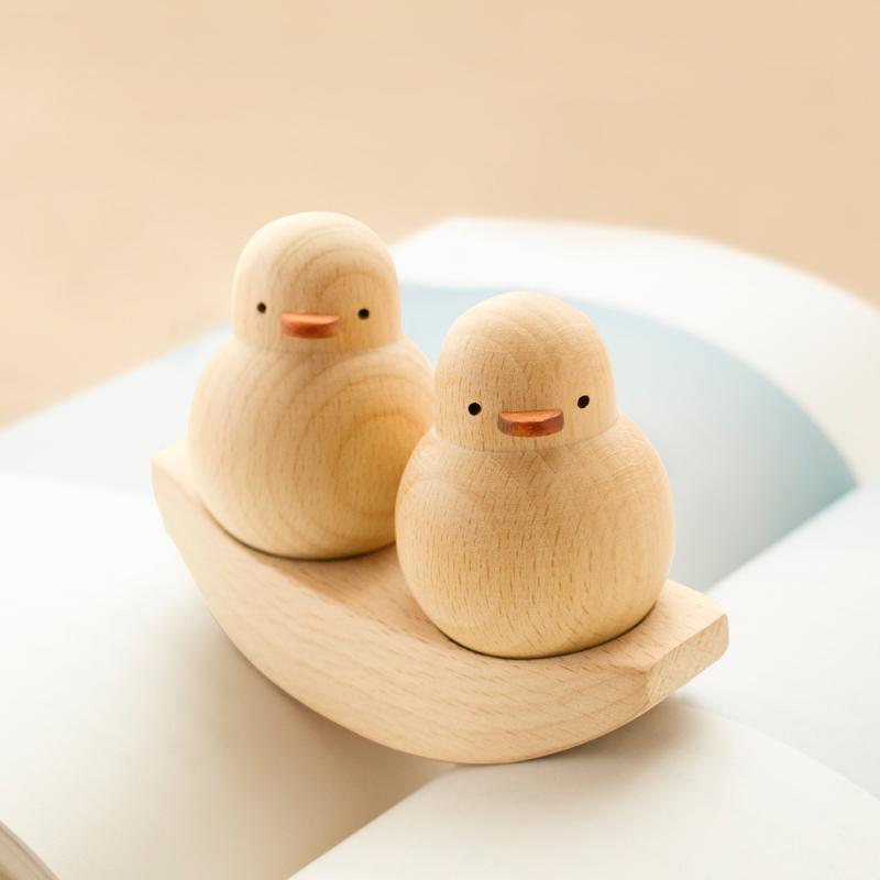 1/2 Stück Paarfiguren Desktop Dekorative Figuren Holzentenfiguren Valentinstagsgeschenk