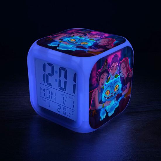 Small Digital Alarm Clock with LED Display for Bedrooms Bedside Battery Operated Electric Clock with Large Number Display Anime Therm Desk Decor for