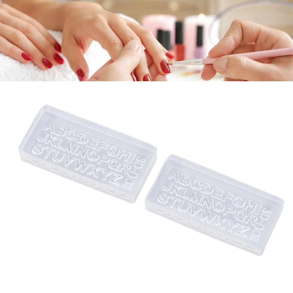3D Letters Nail Art Silicone Mold Transparent 26 Alphabet Nail Carving Mold for Resin Crafts
