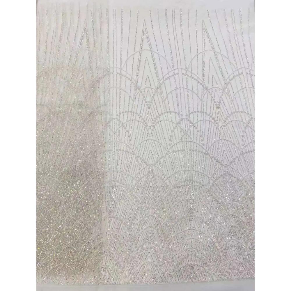 Newest Elegant African Beaded Lace Tulle Fabric 2025 French Sequins Embroidery Lace Fabric For Dresses Wedding Women Material