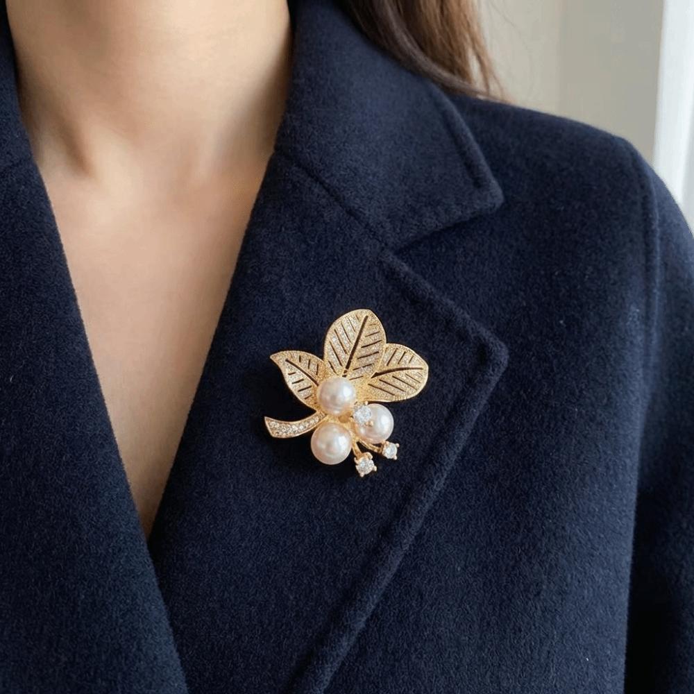 Luxury Pearl Brooch Zinc Zinc Alloy Wheat Ears Lapel Pins Exquisite Flower Breastpin Wedding Occasion