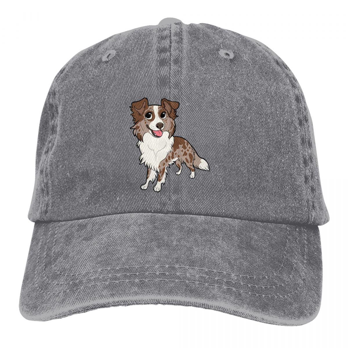 Washed Unisex s Baseball Cap BORDER Red Merle Chibi Trucker Snapback Caps Dad Hat Collie Dog Golf Hats 21X30