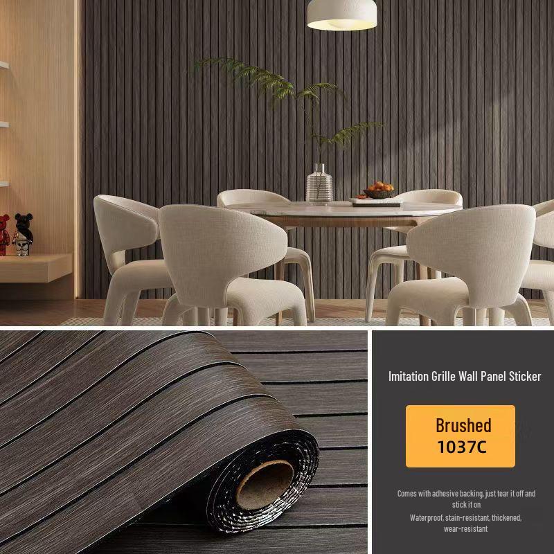 Self-Adhesive Wood Grain Embossed Wall Panel - Waterproof & Moisture-proof Decoration for Living Room.