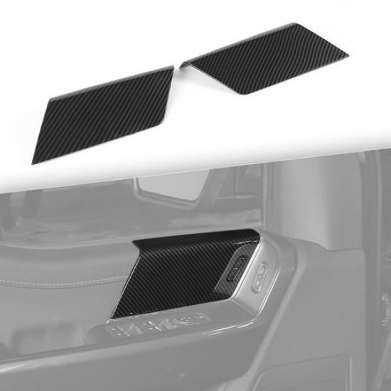 Interior Front Door Panel Handles Cover Trim For Ford F150 -22 Carbon Fiber