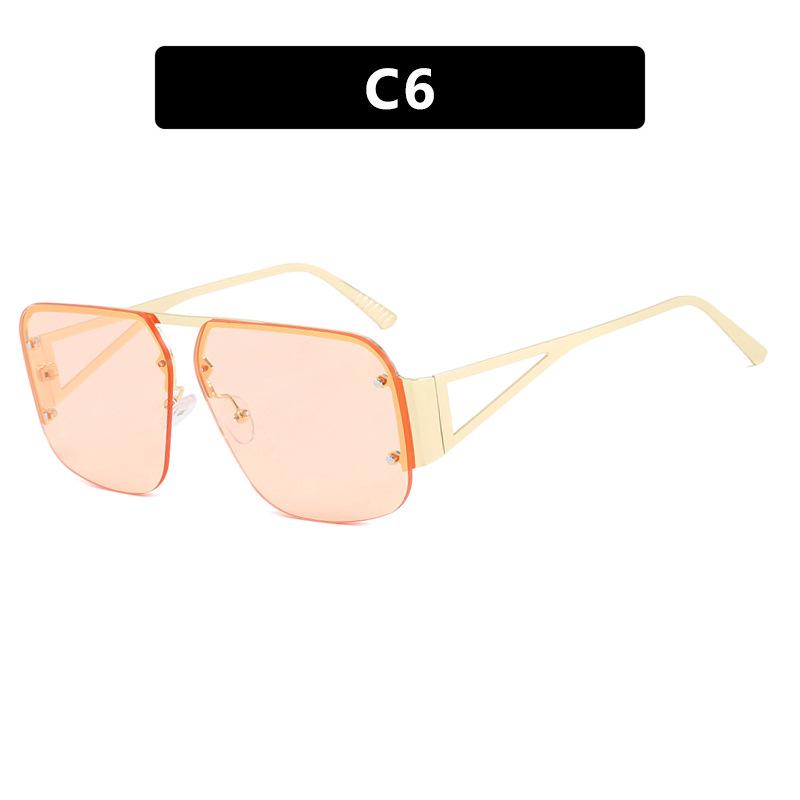 

Модные солнцезащитные очки Rivet Polygon, пилотные ретро-солнцезащитные очки, универсальные солнцезащитные очки в полуоправе, вогнутый стиль rivet