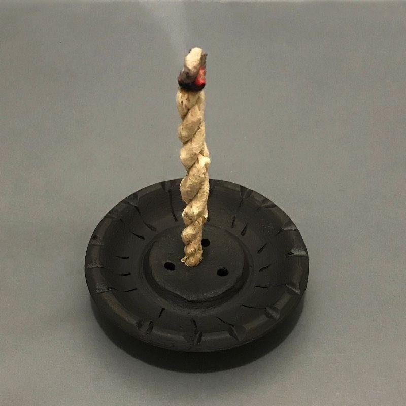 White Sage Rope Incense and Incense Holder Set Nepalese Traditional Incense for Therapy Meditation Ceremony