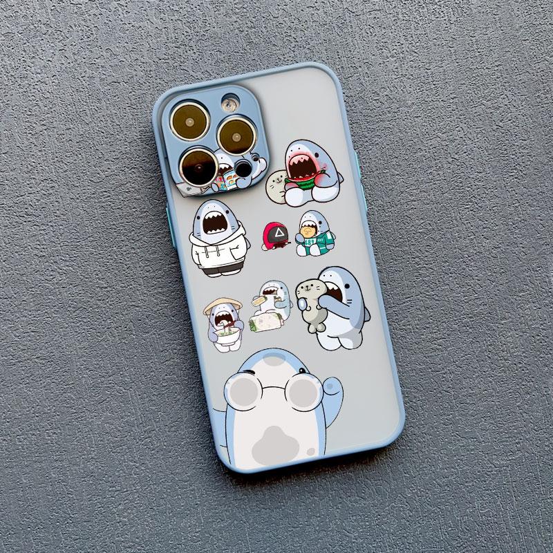 Cartoon Cute Shark Pattern Phone Case for IPhone 16 15 14 Pro Max Plus 13 12 Mini 11 Pro Max XR X XS 7 8 SE2 Shockproof Covers