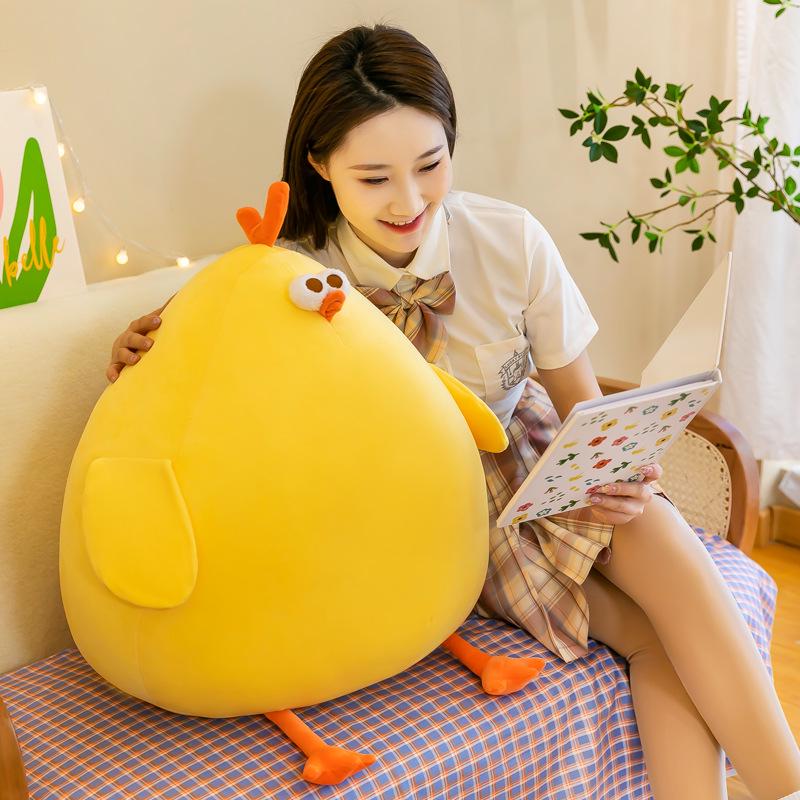 Adorable Yellow Chick Plush Pillow - Large Stuffed Toy for Girls' Birthday Gift