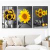 Graue Serie von Pflanzenblumen, dekoratives Gemälde, Sonnenblumen-Ölgemälde, Poster, Sofa, Wandhintergrund, Kunst, Leinwand, hängendes Gemälde