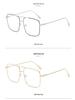 Double-Bridge Retro Metal Square Eyeglasses with Large Frame and Flat Lens
