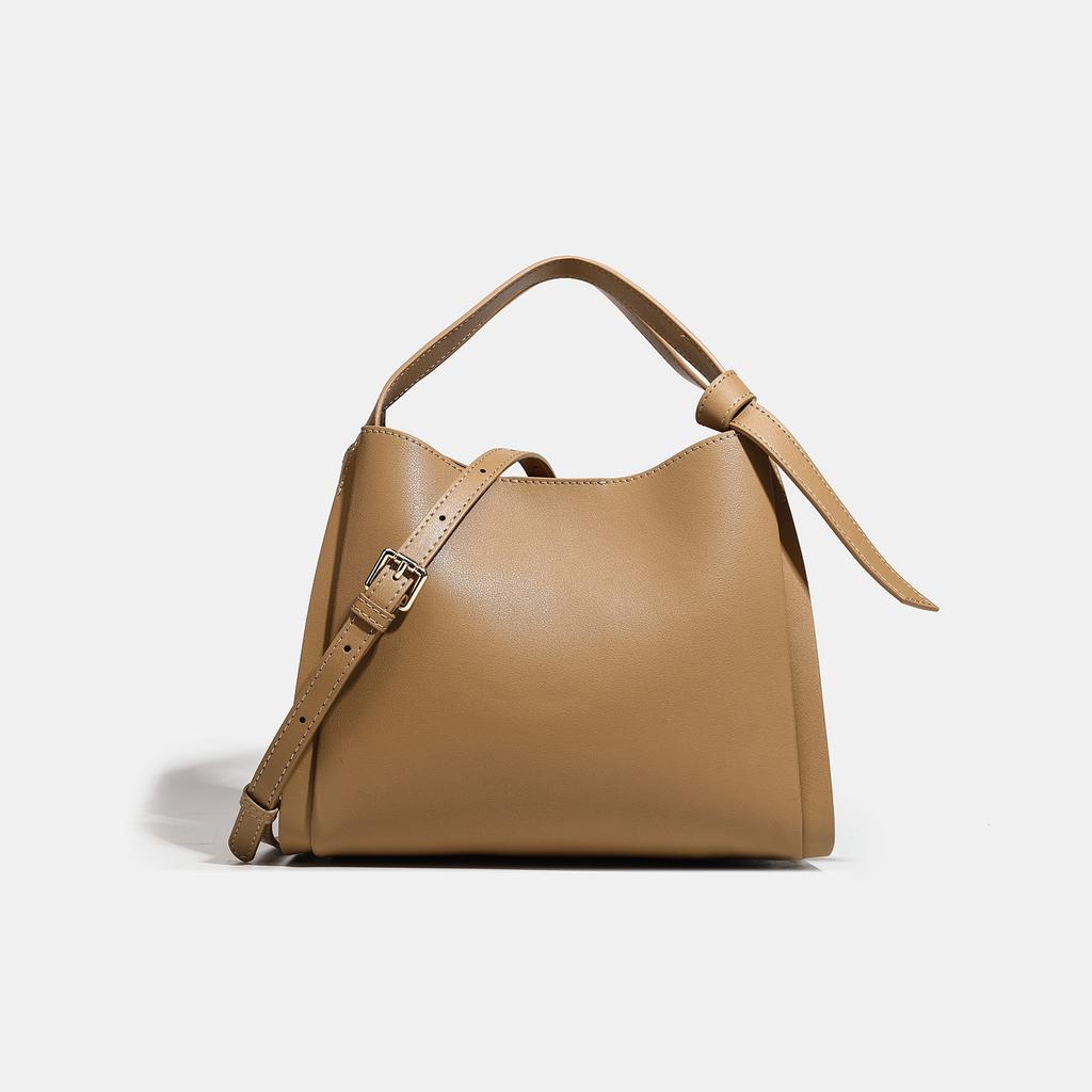 Real Leather Women's Versatile and Fashionable Large Capacity Handbag, New Cowhide High-end Sensory Vegetable Basket, Crossbody Bucket Bag