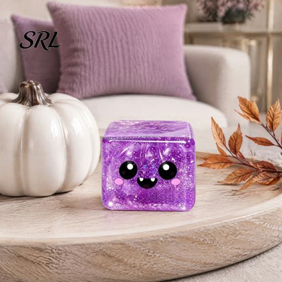 Halloween Stress Cube Ghost Sensory Toy, Anxiety Relief Squeeze Toy Slow Rising Glitter Pinch for Kids Adults
