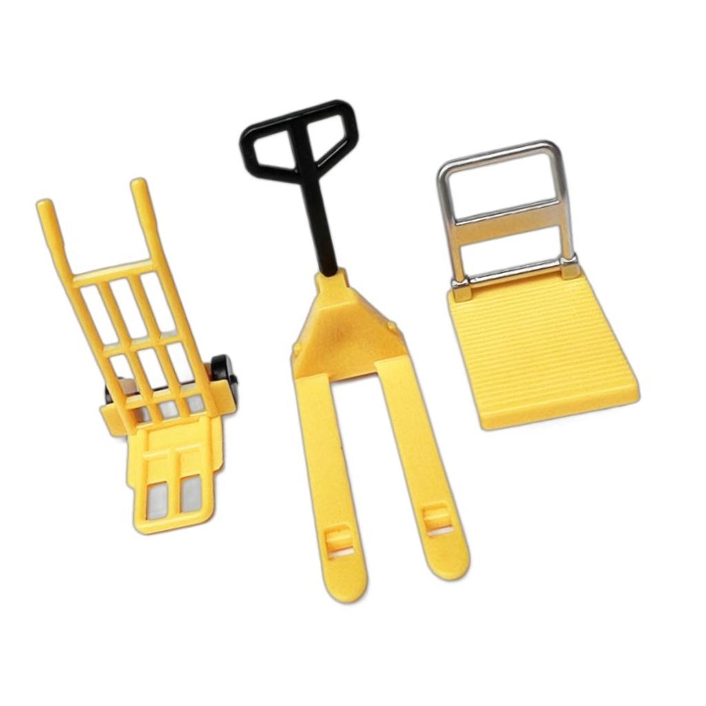 Zestaw 3 miniaturowych narzędzi magazynowych Wózek ręczny Wózek widłowy do domków dla lalek 1/12 Idealny do realistycznego narzędzia do kształtowania krajobrazu