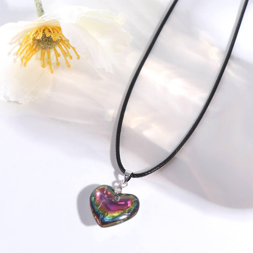 Small Heart Punk Heart Crystal Necklace Vintage Rope Chain Red Heart Pendant Gothic Y2K Jewelry Heart Necklaces Choker Women Men