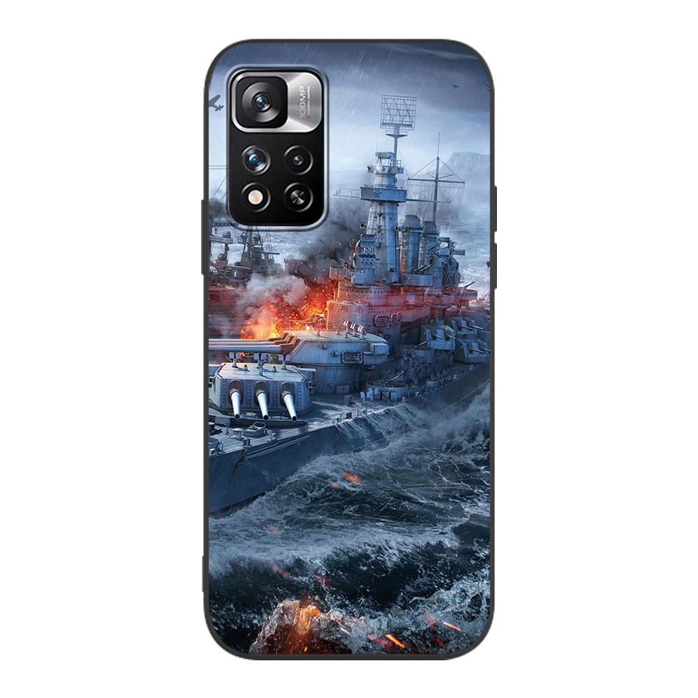 Husă pentru navă de război Tanks Fighter pentru Xiaomi Redmi Note 9S 9 8 10 11 Pro 9C 9A 7 8T 7A 8A 10S 11T 11E 9T, husă neagră din silicon moale