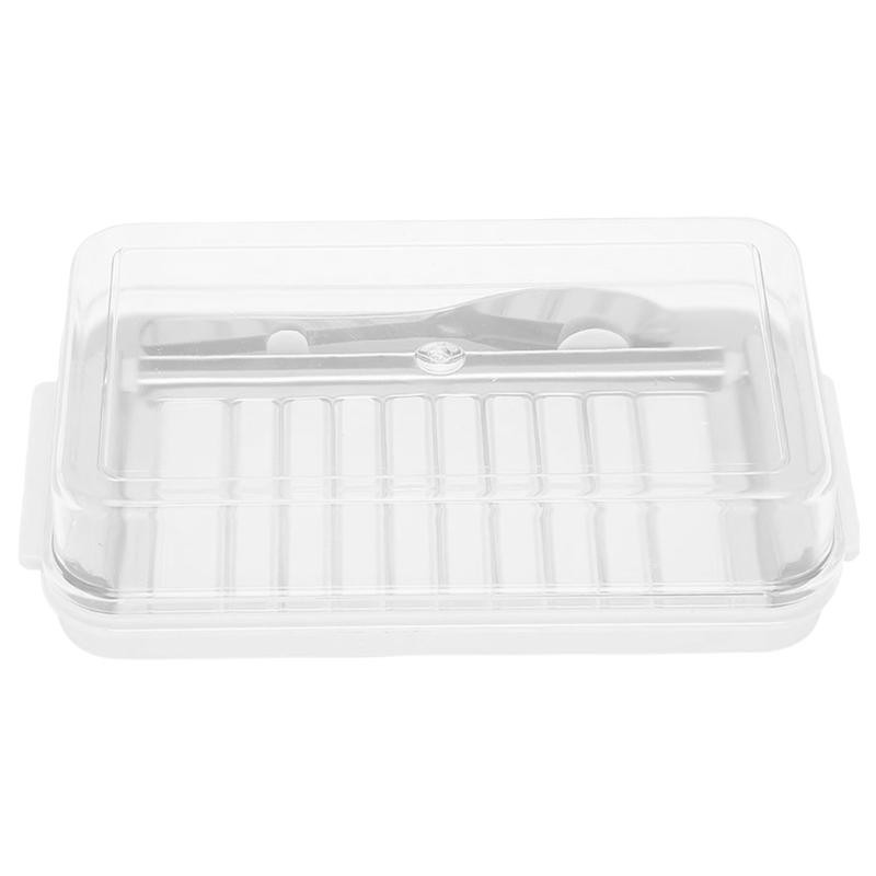 Clear Lid Butter Slicer Container Stainless Steel Cutting Tool Transparent Cover Refrigerator Storage Box for Cheese