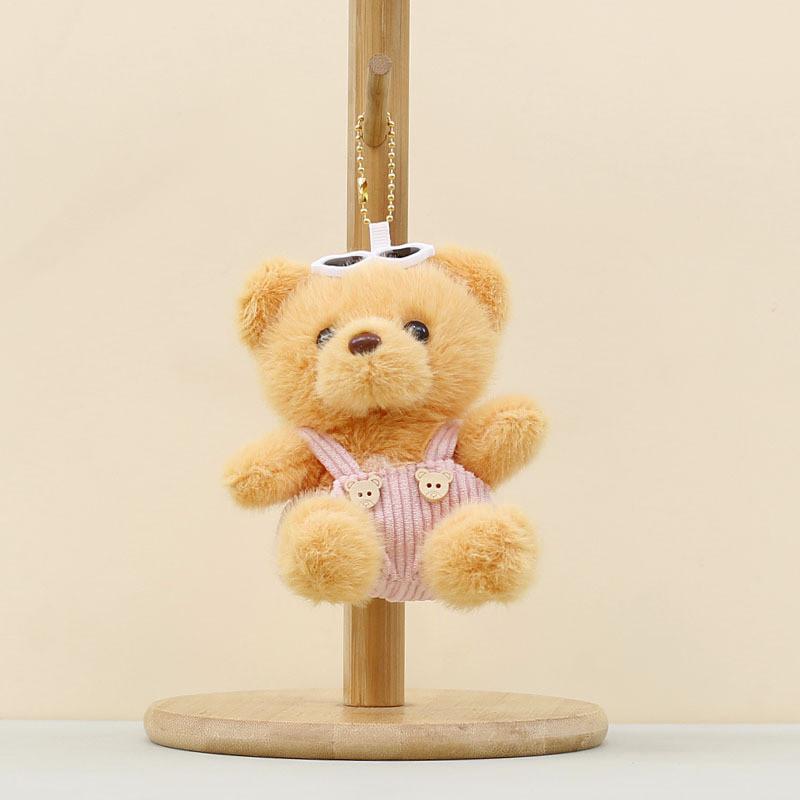 Overalls Cartoon Sunglasses Plush Bear Toys Pendant Ornament For Bag Decoration