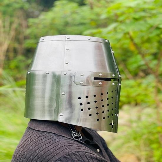 Knight Templar Helmet 13th Century Full Face Steel Helmet  Medieval Crusader Great Helmet  Historical Cosplay & LARP Helmet  Best Gift