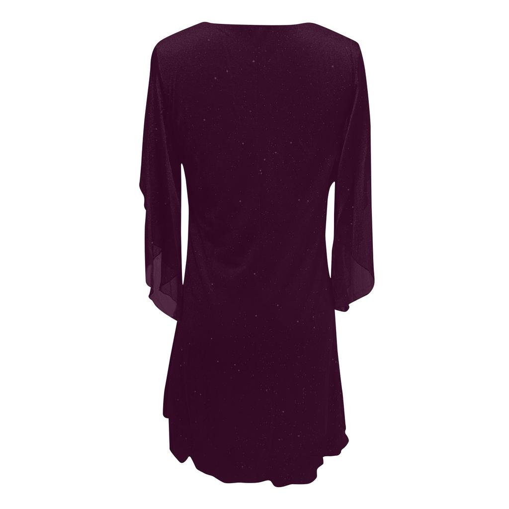 Women's Fashion Long Casual Dress With Irregular Sleeves In Color Sequins