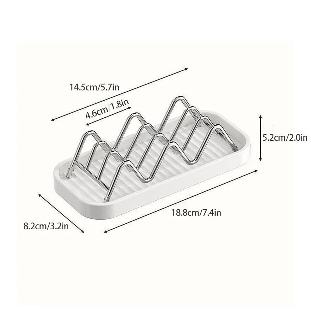 Bathroom Countertop Soap Holder Stainless Steel Soap & Kitchen Sponge Draining Storage Rack Easy To Clean Organizer