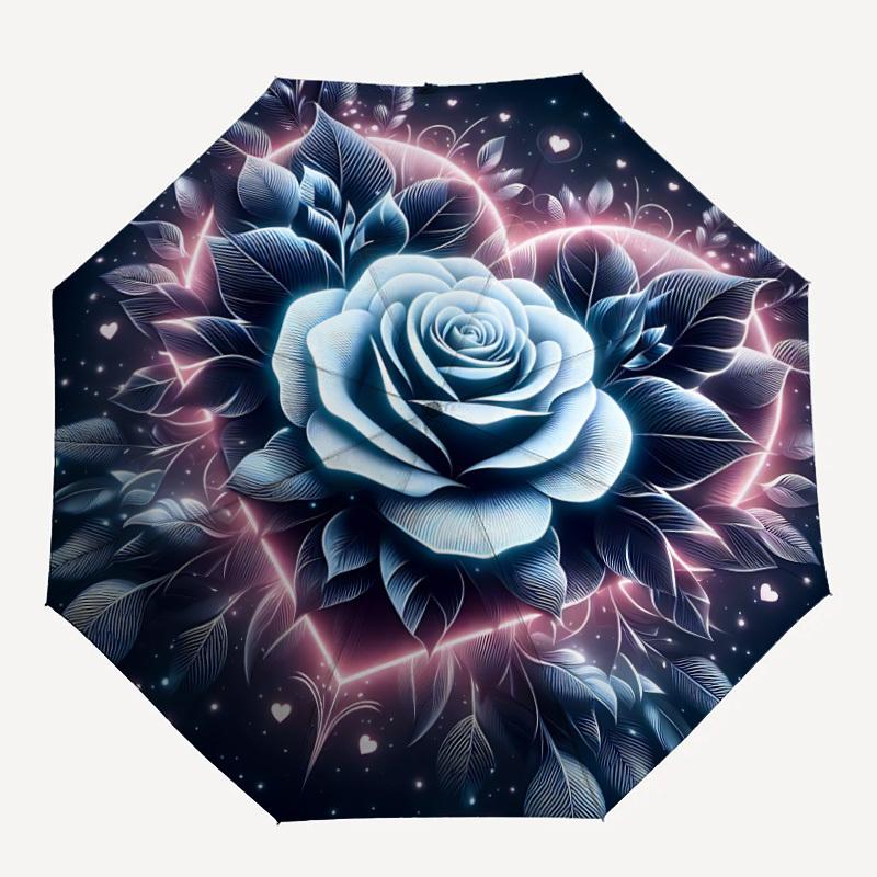 1pc Rose Mandala Automatic Umbrella Portable Home Essential Umbrella, Iron Umbrella Structure Suitable for All Seasons yy251123145