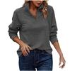 Women's Loose Fit Ribbed Long Sleeve Top with Half Zip Collar In Multiple Colors