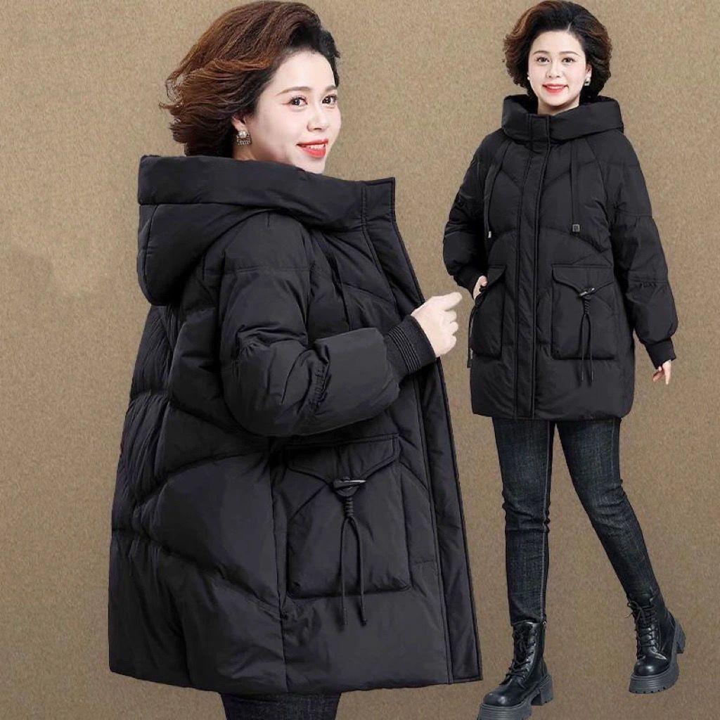 

Куртка средней длины с толстой подкладкой, Пуховик, Женское зимнее пальто, Пуховик, Куртка с подкладкой XS чёрный