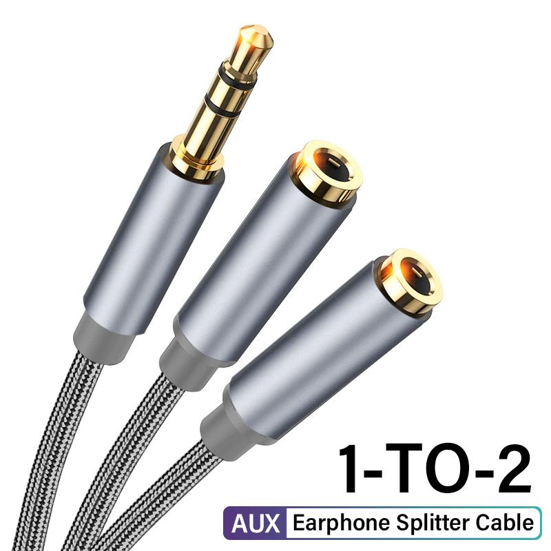 Cable Divisor de Auriculares 3.5mm Macho a 2 Jack Hembra 3.5mm Cable de Extensión Adaptador AUX para Teléfono Portátil MP3 Cable Divisor de Audio