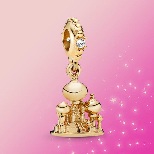 925 Silver Jewelry Aladdin Charm Princess Bead Magic Lamp Dangle Charm Pendant Fit Original Fashion Bracelet For Women Gift