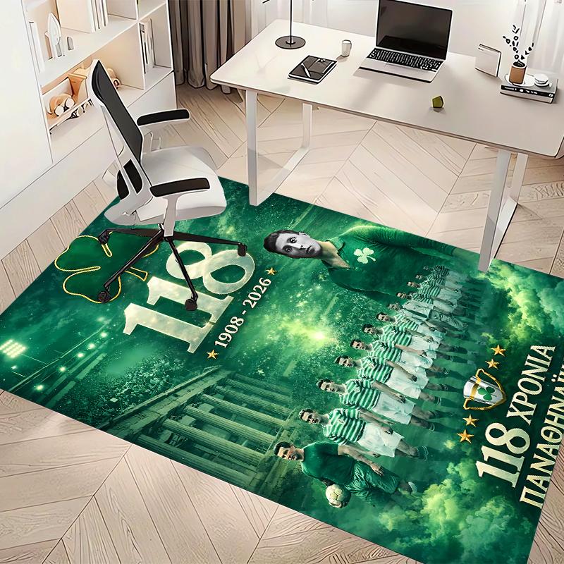 Panathinaikos FC Printed Absorbent Washable Carpet, Non-Slip Bathroom Mats, Kitchen Rugs, Yoga Mat,Living Room Entrance, Camping Picnic Rugs