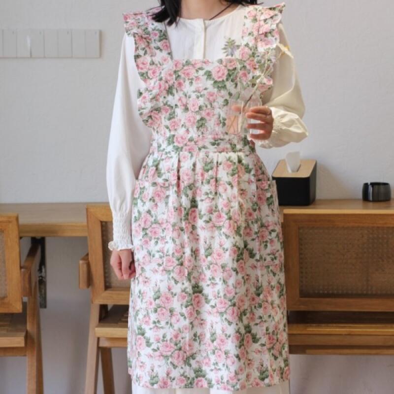 Rose Flower Apron Linen Cotton Modern