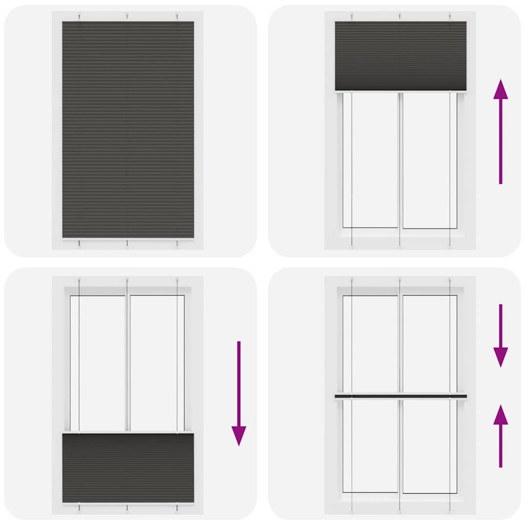 Black Pleated Blind 115X200 Cm Fabric Width 114.4 Cm