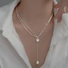 Elegant Heart Tassel Pearl Necklace: Women's Fashionable Chic Peach Heart Collarbone Chain