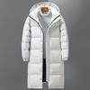 Giacche da Uomo Piumino Piumino d'Anatra Bianca Invernale Nuovo Outfit Parka Caldo con Cappuccio Cappotto Ispessito Lungo al Ginocchio Cappotto da Uomo