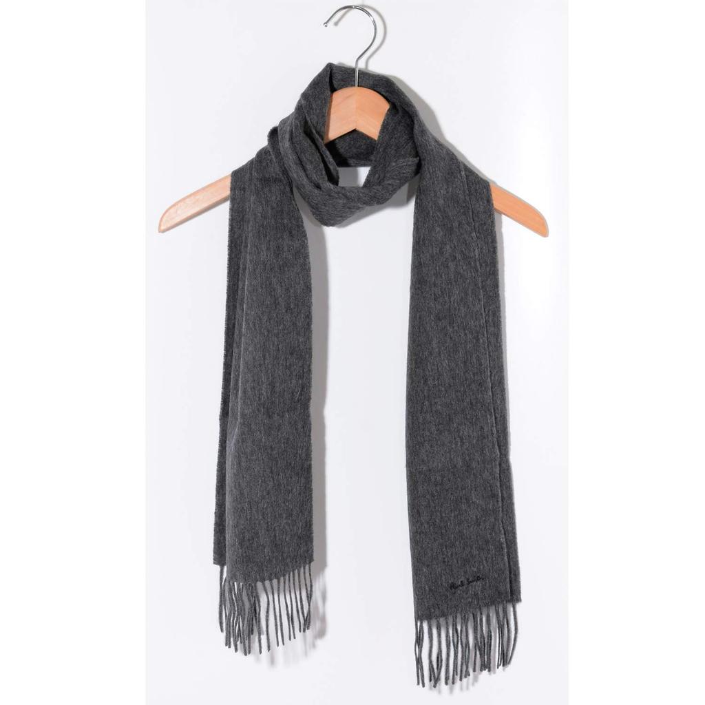 Paul Smith MIA 933D A S04 Wool Logo Dark Gray Scarf/Stole, Unisex, Gift, Embroidery, (76)