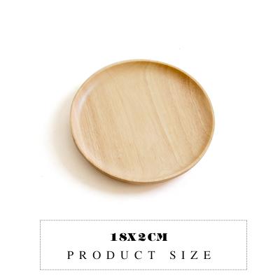 Rubber wood Round Japanese style dinner plate beef steak fruit Snacks tray tea tray Restaurant storage plate Solid wood plates