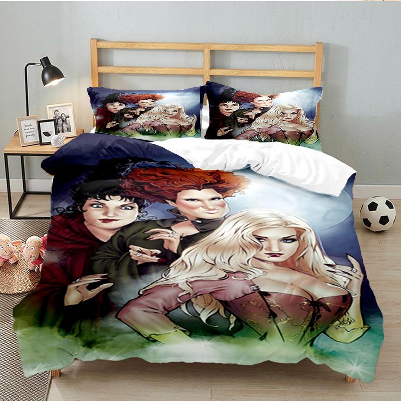 Pocus Halloween Magic 3pcs Bedding Set,Including 1pc Duvet Cover And 2pcs Pillowcases Perfect Gift for Christmas,Ideal for Bedroom, Dormitory