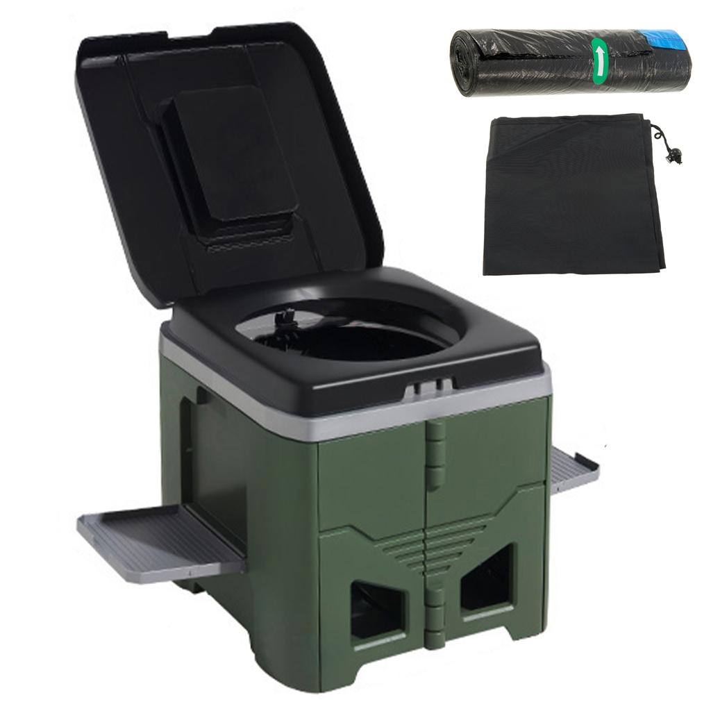 Portable Toilet w/ Lid and Carry Bag Foldable Travel Potty 150KG Capacity Camping Toilets for Hiking Beach Car Truck RV