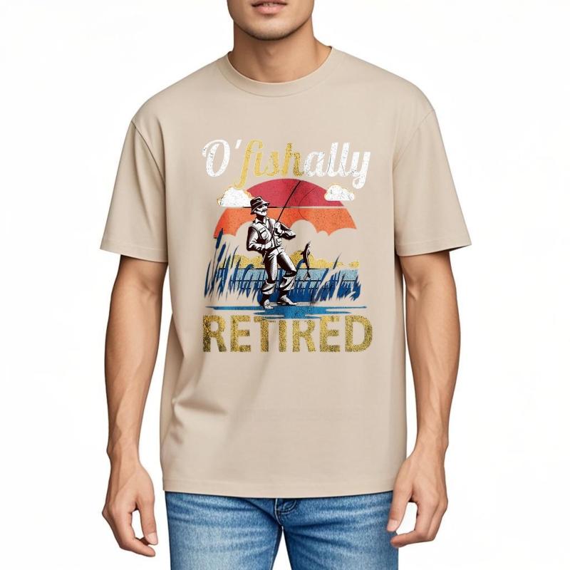 men brand tshirt Black summer For men t shirt O Fishally Retired Fishing Scene Short Sleeve Street Wear Round Neck Teeshirt