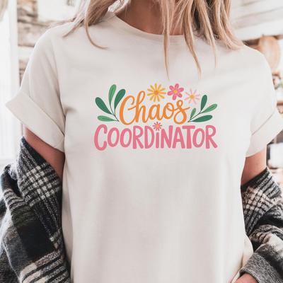 Chaos Coordinator T-Shirt: Funny Floral Graphic Tee, Mom/Teacher Gift