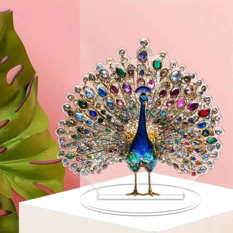 Animal Statues Decorative Ornament for Living Room,Home,Office Decors Acrylic Peacocks Figurines Tabletop Centerpieces