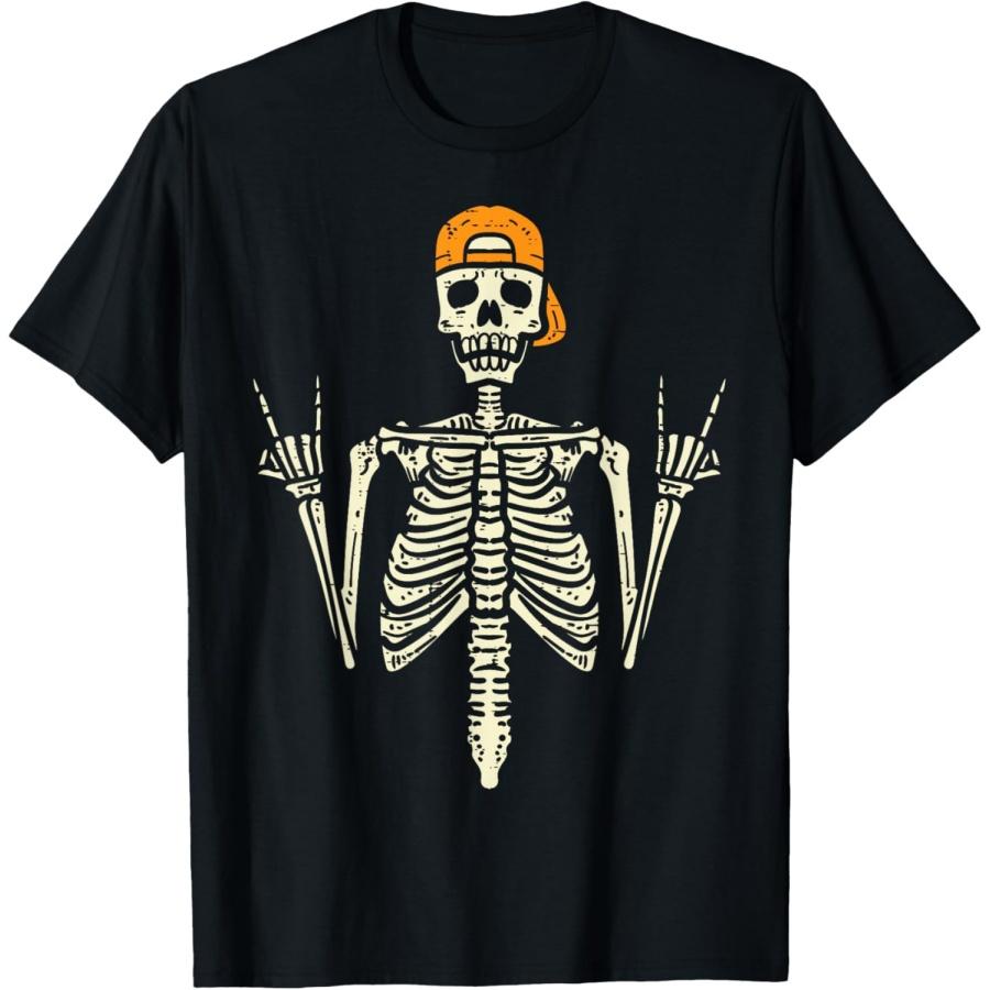 

Rocker Skeleton Cap Skater Cool Halloween Punk Rock Men Boys T-Shirt XXXXXL чорний