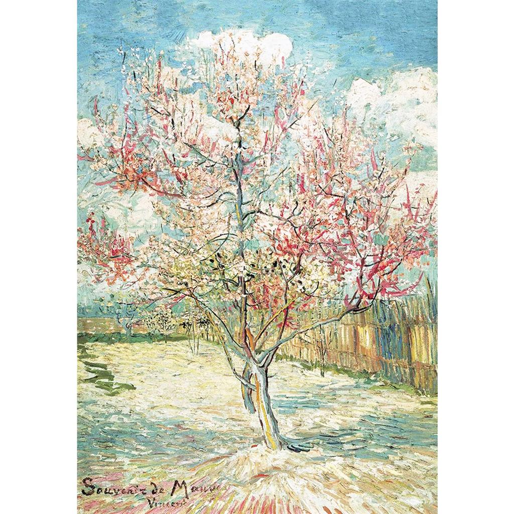 MISITU 2000-Piece Jigsaw Puzzle, Vincent van Gogh's "Blooming Peach Tree," Landscape Art, Masterpiece, Flowers, Trees, Plants, Gift, Birthday,